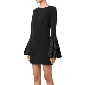 Haney Black Ruflle Bell Sleeved Cocktail Dress‎